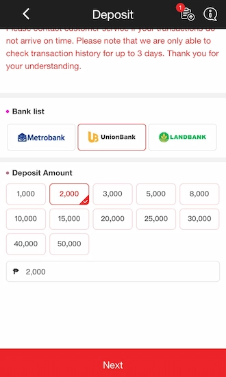 Step 2: enter the payment amount and press NEXT.