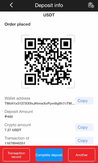 Step 2: Open your crypto wallet and transfer money by QR.