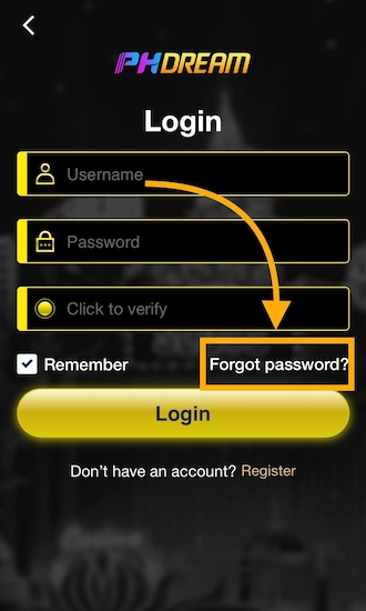 Step 1: Click on forgot password