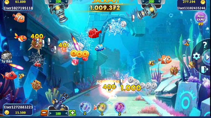 Outstanding features in this prize-winning fish-hunting game